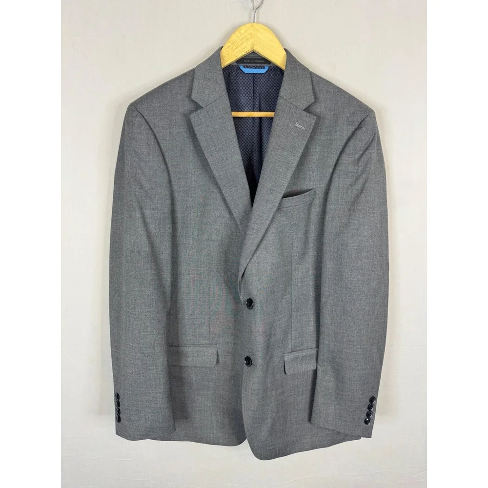 Van Heusen Mens Cool Flex Slim Fit‎ Blazer Gray Sport Coat 40L Tall